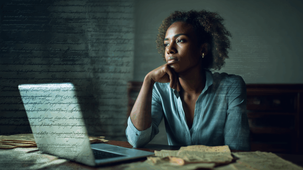 South African business owner reviewing tax documents at a desk with laptop, symbolizing the history and modern challenges of taxation